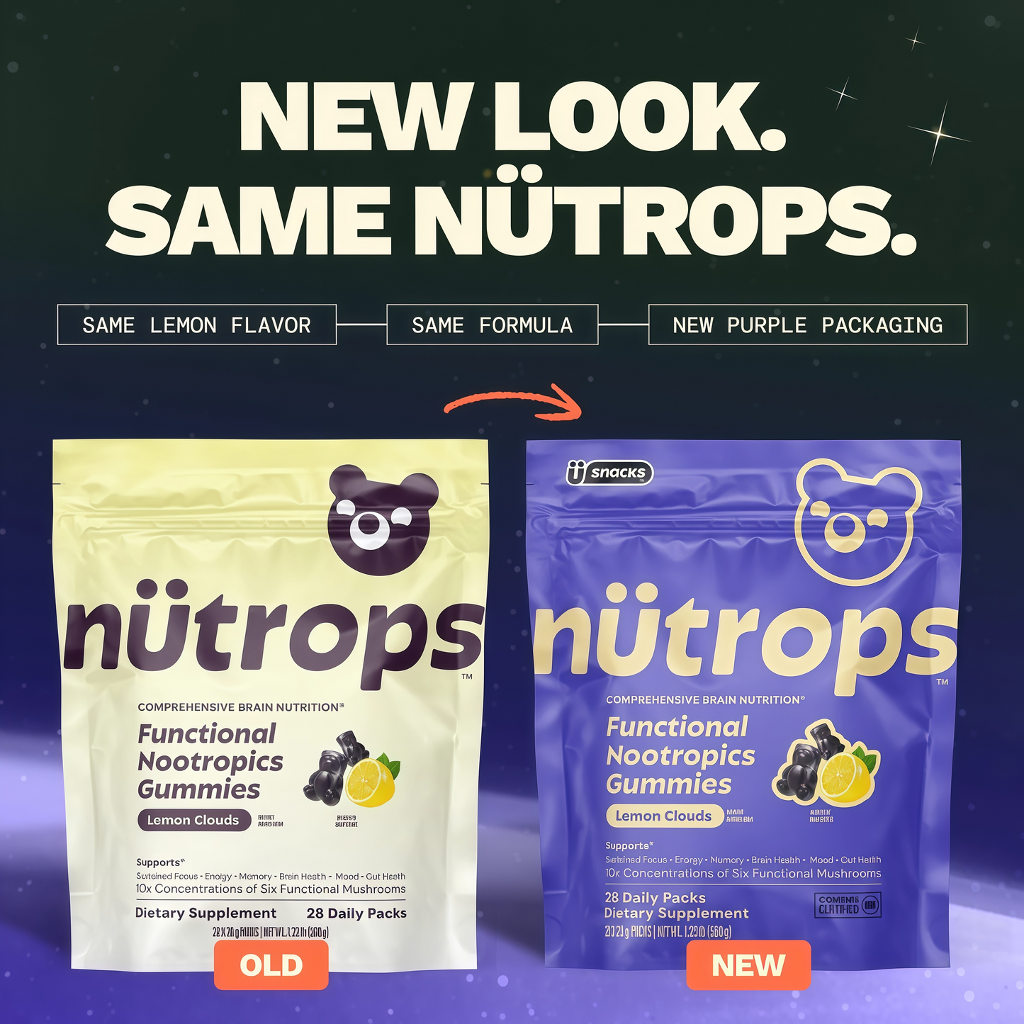 Grüns Nutrops Nootropics Mushroom Gummies for Brain Health