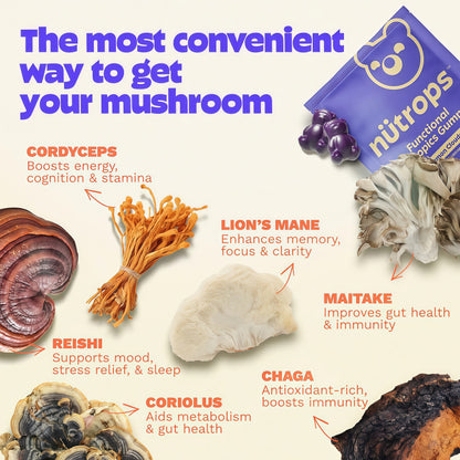 Grüns Nutrops Nootropics Mushroom Gummies for Brain Health