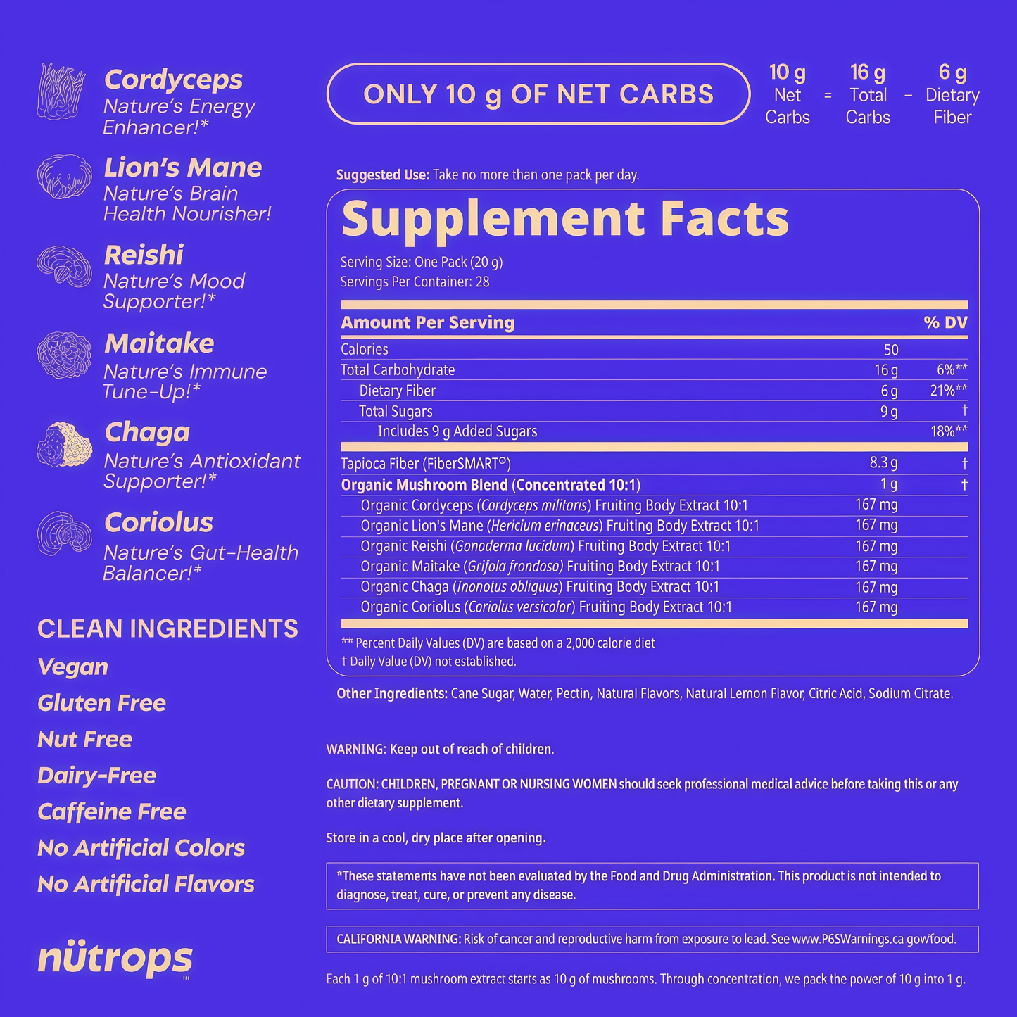 Grüns Nutrops Nootropics Mushroom Gummies for Brain Health
