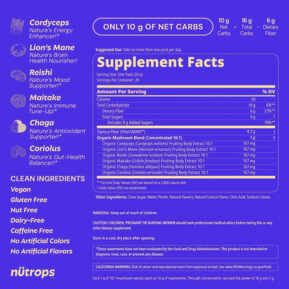 Grüns Nutrops Nootropics Mushroom Gummies for Brain Health